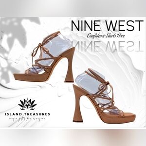 NWT Nine West Ailey Wrap Platform Sandal Tie Closure Warm Blush Women Size 11M